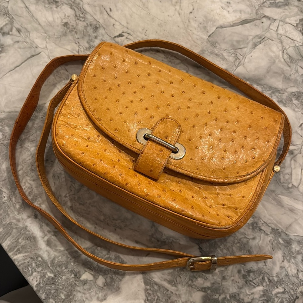 LORENZI Vintage Luxury Genuine Ostrich Leather purse